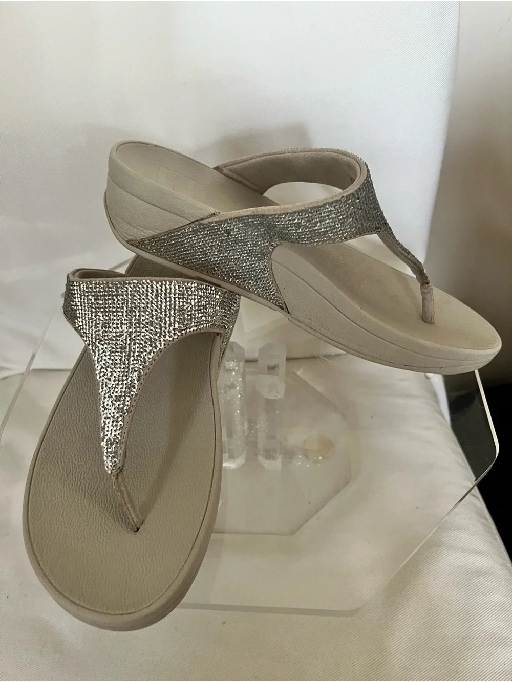 FitFlop Lulu Glittering Crystal-Embellished Sandals Size 8 Pre owned